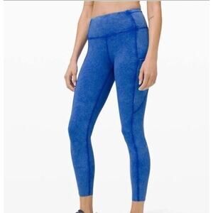 Lululemon Fast Free Tights 25” Ice Wash Dye Cerulean Blue Pockets Sz 6 W5CTRS